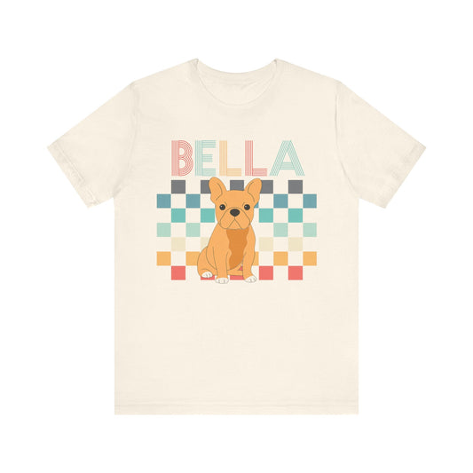 Printify T-Shirt Fawn French Bulldog Checkered Tee