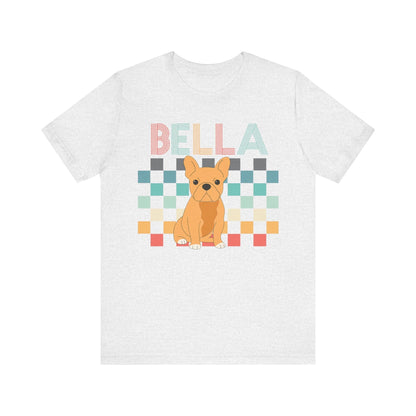 Printify T-Shirt Fawn French Bulldog Checkered Tee