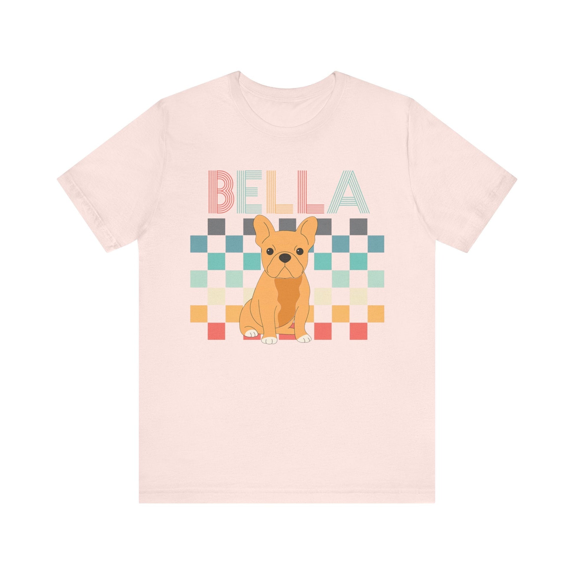 Printify T-Shirt Fawn French Bulldog Checkered Tee