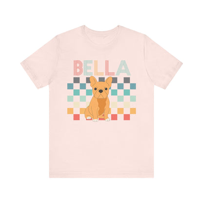 Printify T-Shirt Fawn French Bulldog Checkered Tee