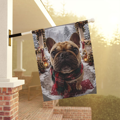 Fawn French Bulldog Christmas Doorbell Camera Yard Flag