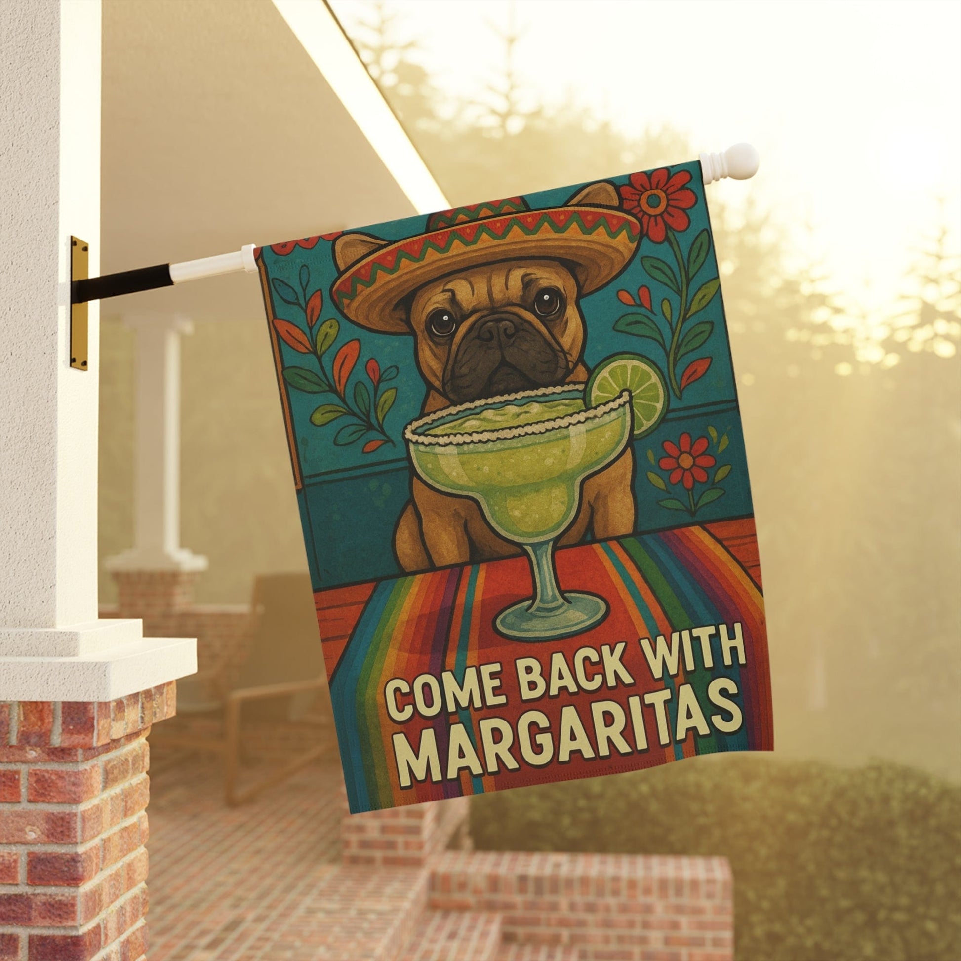 Fawn French Bulldog Cinco de Mayo Fiesta Garden Flag