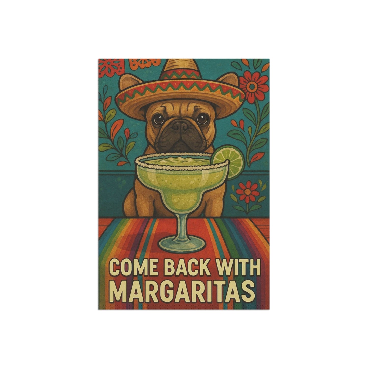 Fawn French Bulldog Cinco de Mayo Fiesta Garden Flag