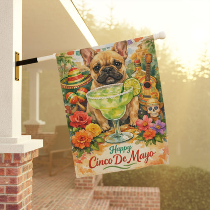 Fawn French Bulldog Cinco De Mayo Garden Yard Banner