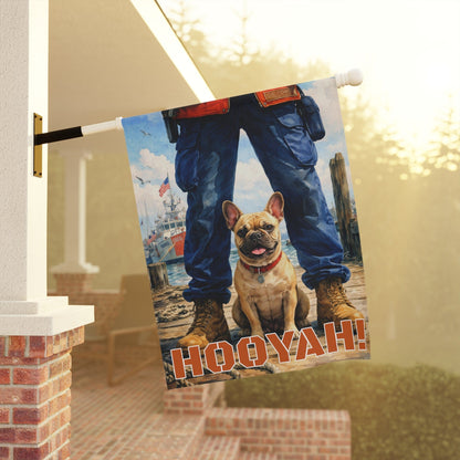 Fawn French Bulldog Coastal Nautical Sea Rescuer Garden Flag