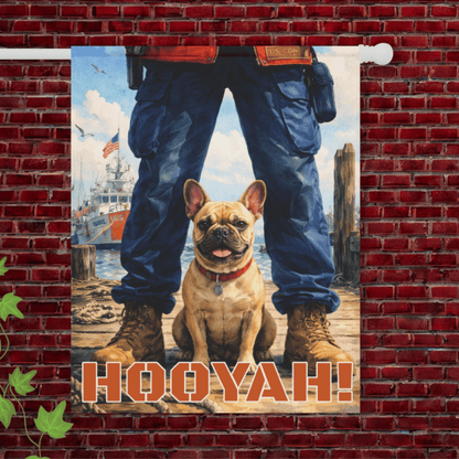Fawn French Bulldog Coastal Nautical Sea Rescuer Garden Flag 24.5'' × 32''