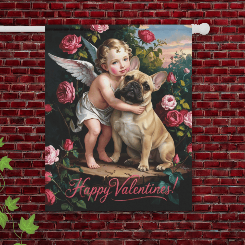 Personalizable Frenchie Cupid Yard Flag 24.5'' × 32''