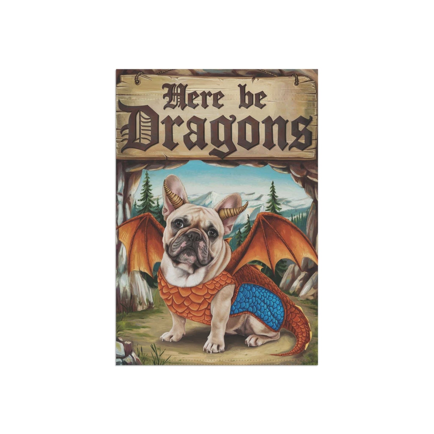 Printify Home Decor Fawn French Bulldog Dog Dragon Garden Flag, Pet Adventure Yard Spring Decor, Housewarming Halloween