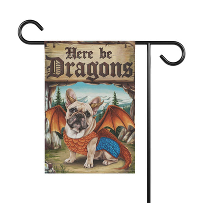 Printify Home Decor Fawn French Bulldog Dog Dragon Garden Flag, Pet Adventure Yard Spring Decor, Housewarming Halloween