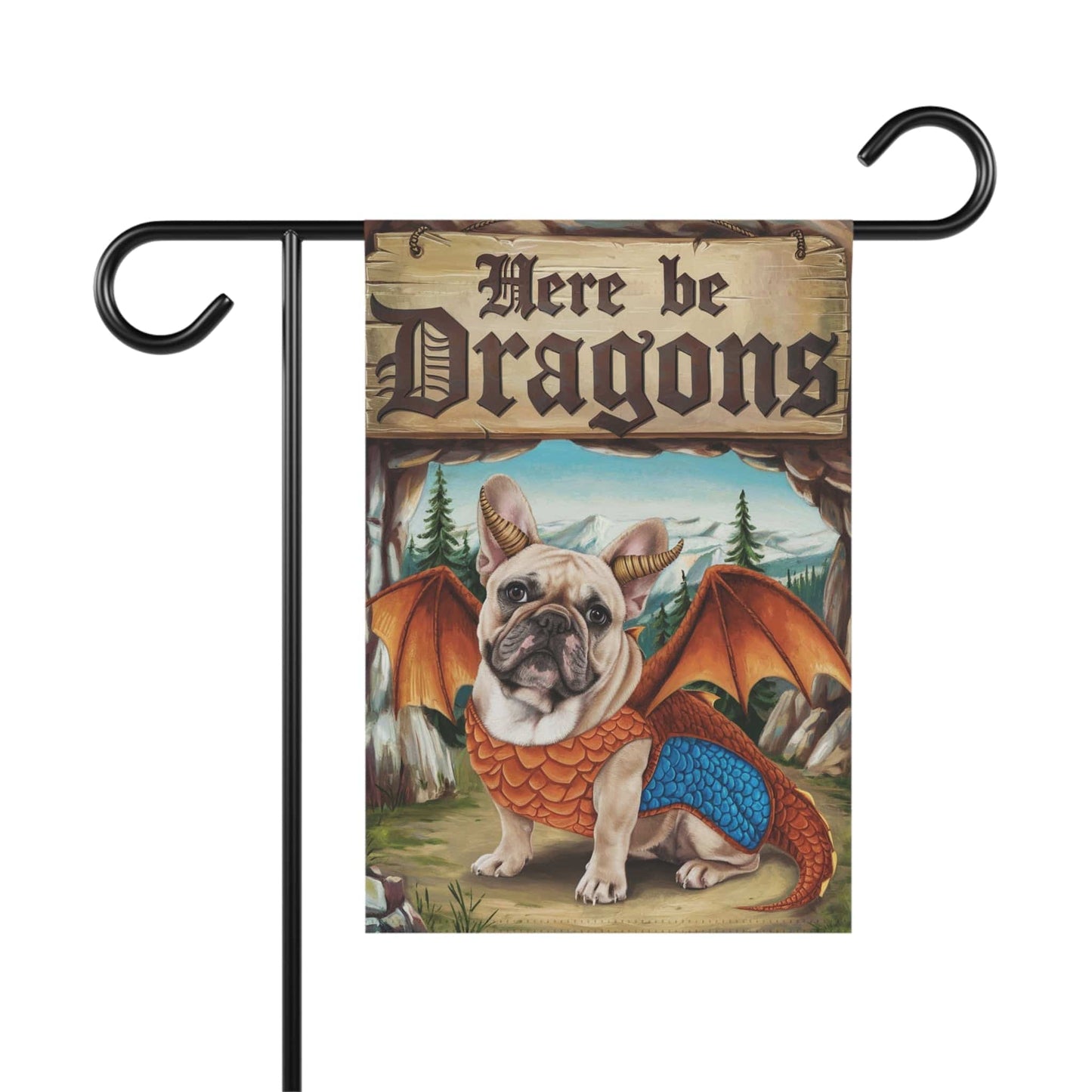 Printify Home Decor 12'' × 18'' Fawn French Bulldog Dog Dragon Garden Flag, Pet Adventure Yard Spring Decor, Housewarming Halloween
