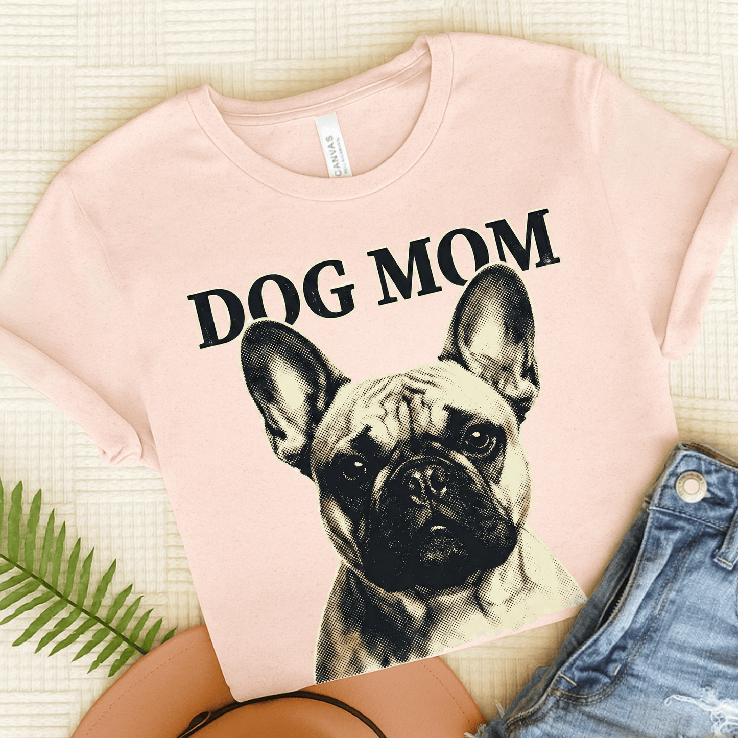 Fawn French Bulldog Dog Mom Unisex Tshirt Soft Pink