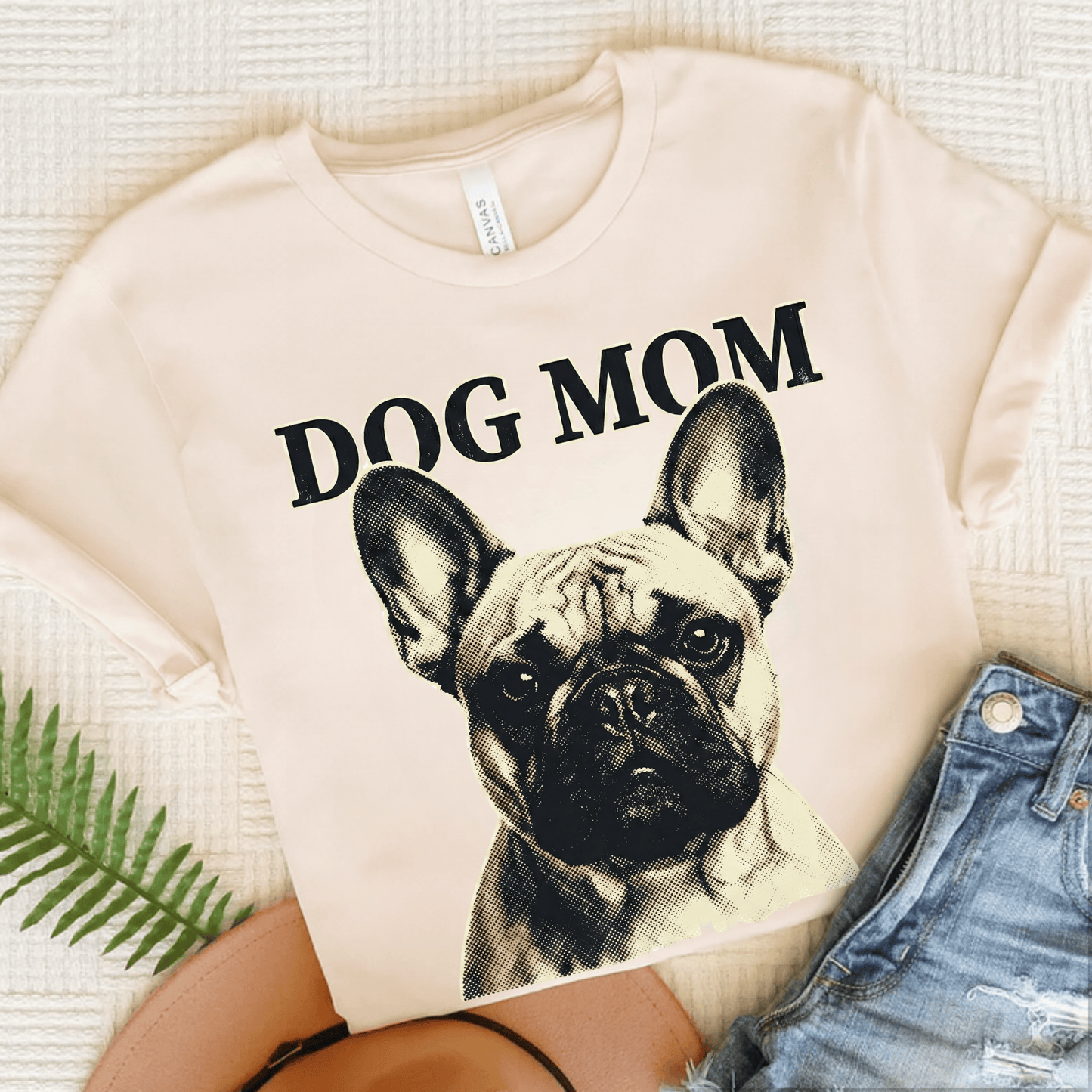 Fawn French Bulldog Dog Mom Unisex Tshirt Natural