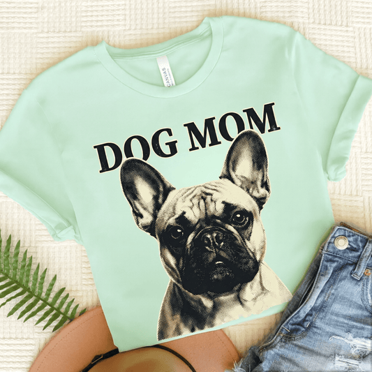 Fawn French Bulldog Dog Mom Unisex Tshirt Heather Mint