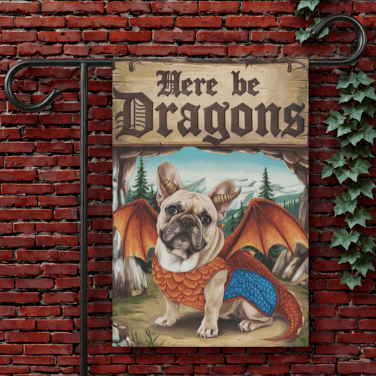 Printify Garden Flag 12'' × 18'' Fawn French Bulldog Dragon Garden Flag