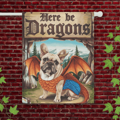 Printify Garden Flag 24.5'' × 32'' Fawn French Bulldog Dragon Garden Flag