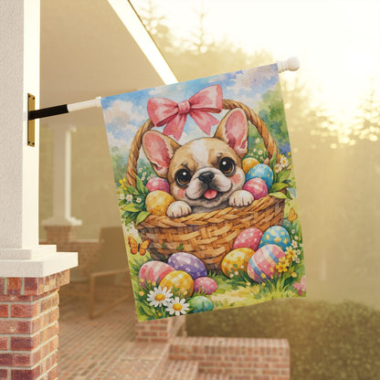 Fawn French Bulldog Easter Basket Retro Garden Yard Flag