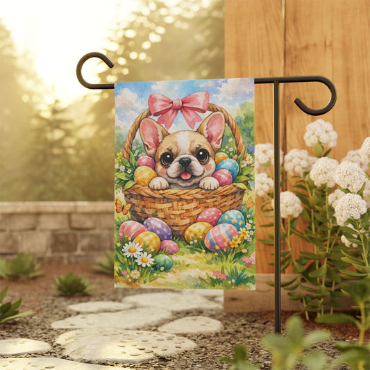 Fawn French Bulldog Easter Basket Retro Garden Yard Flag