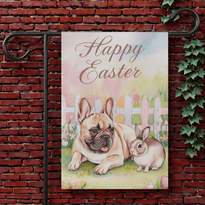 Printify Garden Flag 12'' × 18'' Fawn French Bulldog Easter Garden Flag