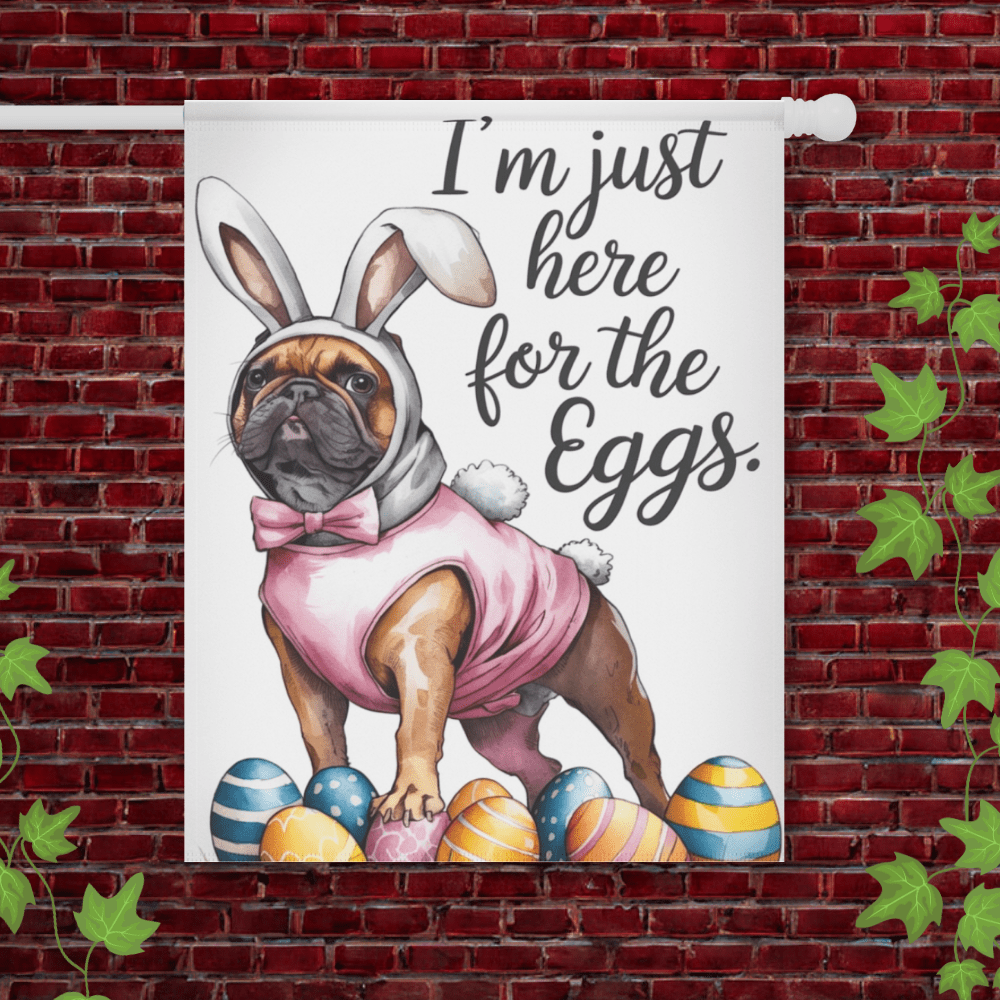 Printify Garden Flag 24.5'' × 32'' Fawn French Bulldog Easter Garden Flag