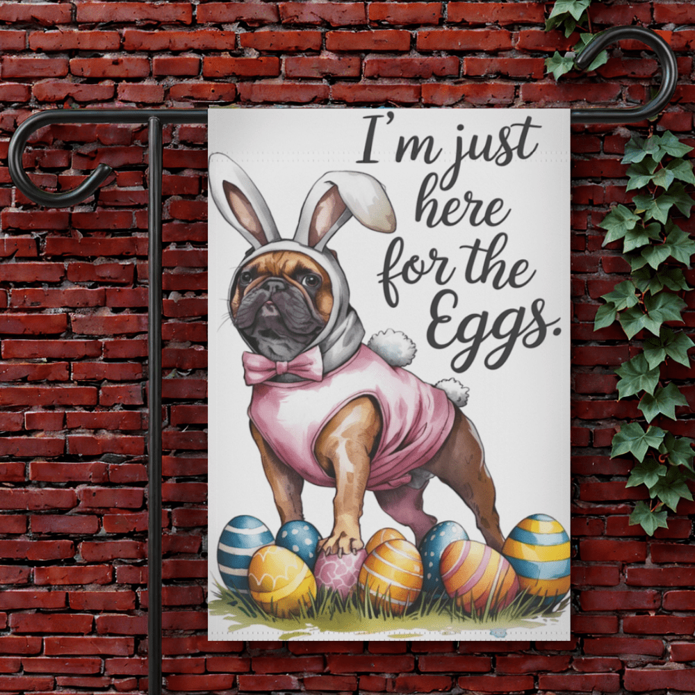 Printify Garden Flag 12'' × 18'' Fawn French Bulldog Easter Garden Flag