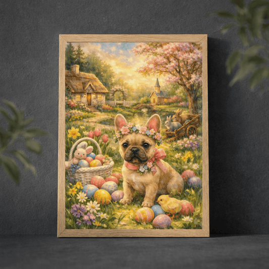 Fawn French Bulldog Easter Wall Poster Matte