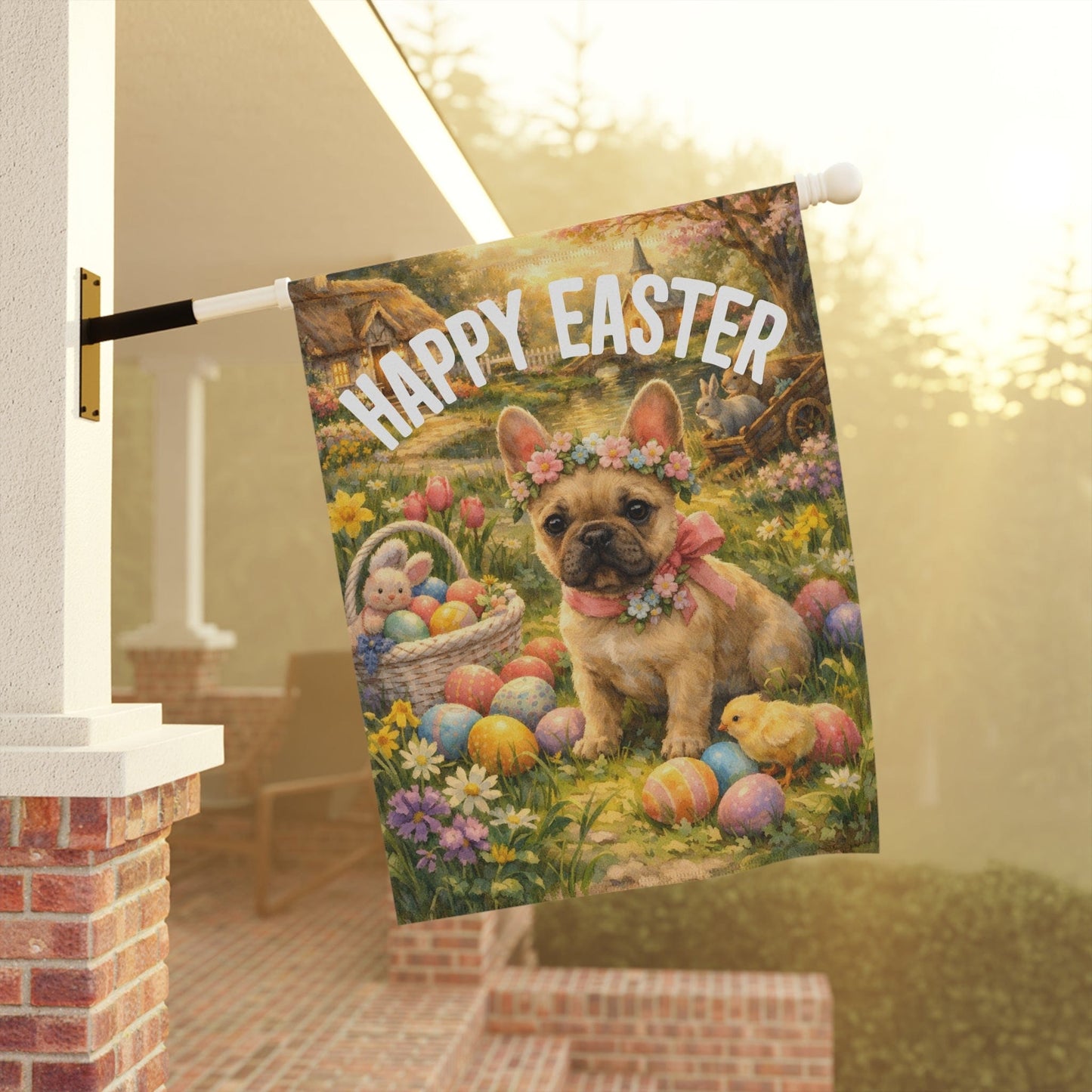 Personalized French Bulldog Elegant Easter Garden Flag