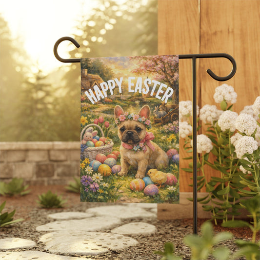 Personalized French Bulldog Elegant Easter Garden Flag