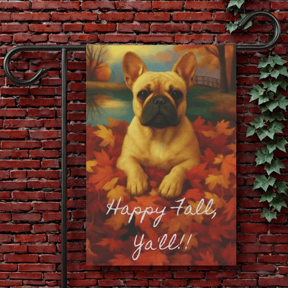 Fawn French Bulldog Fall Ya'll Garden Flag 12'' × 18''