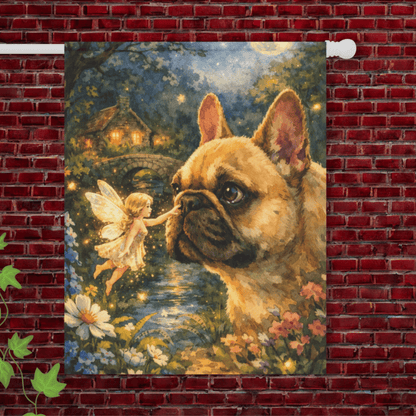 Fawn French Bulldog Fantasy Fairy Garden Flag 24.5'' × 32''
