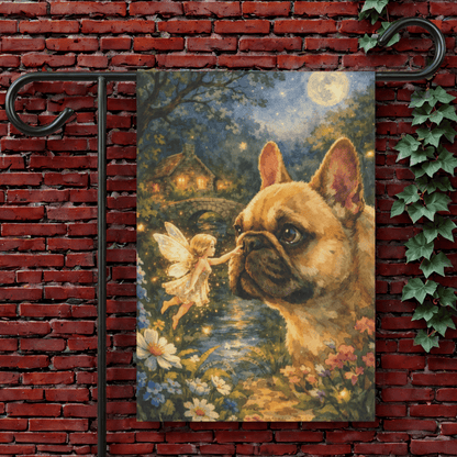 Fawn French Bulldog Fantasy Fairy Garden Flag 12'' × 18''
