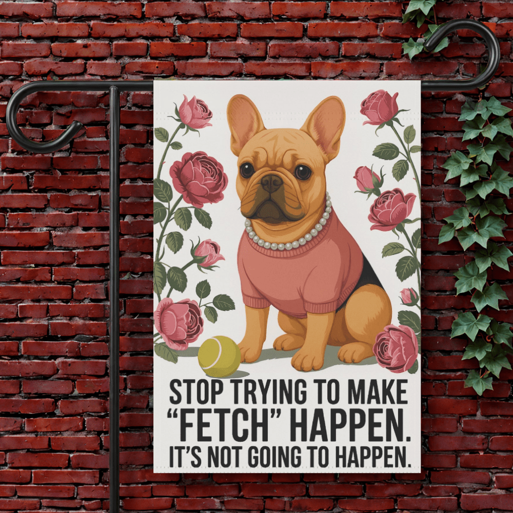 Fawn French Bulldog Fetch Garden Flag 12'' × 18''