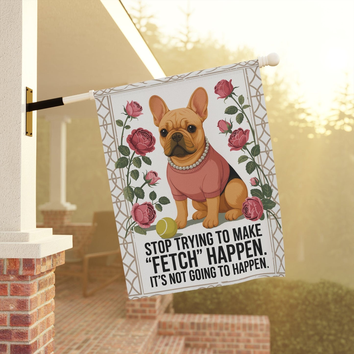 Fawn French Bulldog Fetch Garden Flag