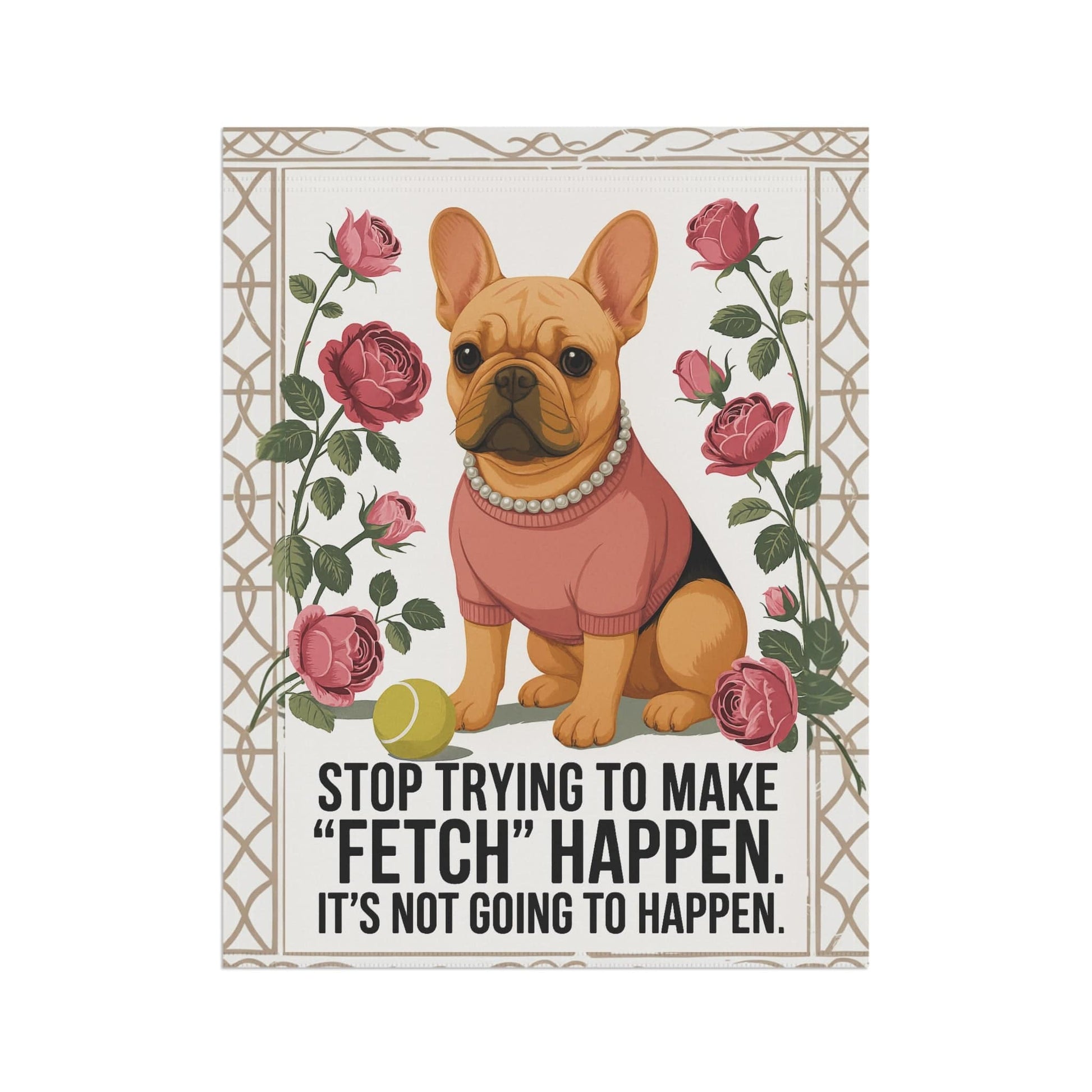 Fawn French Bulldog Fetch Garden Flag
