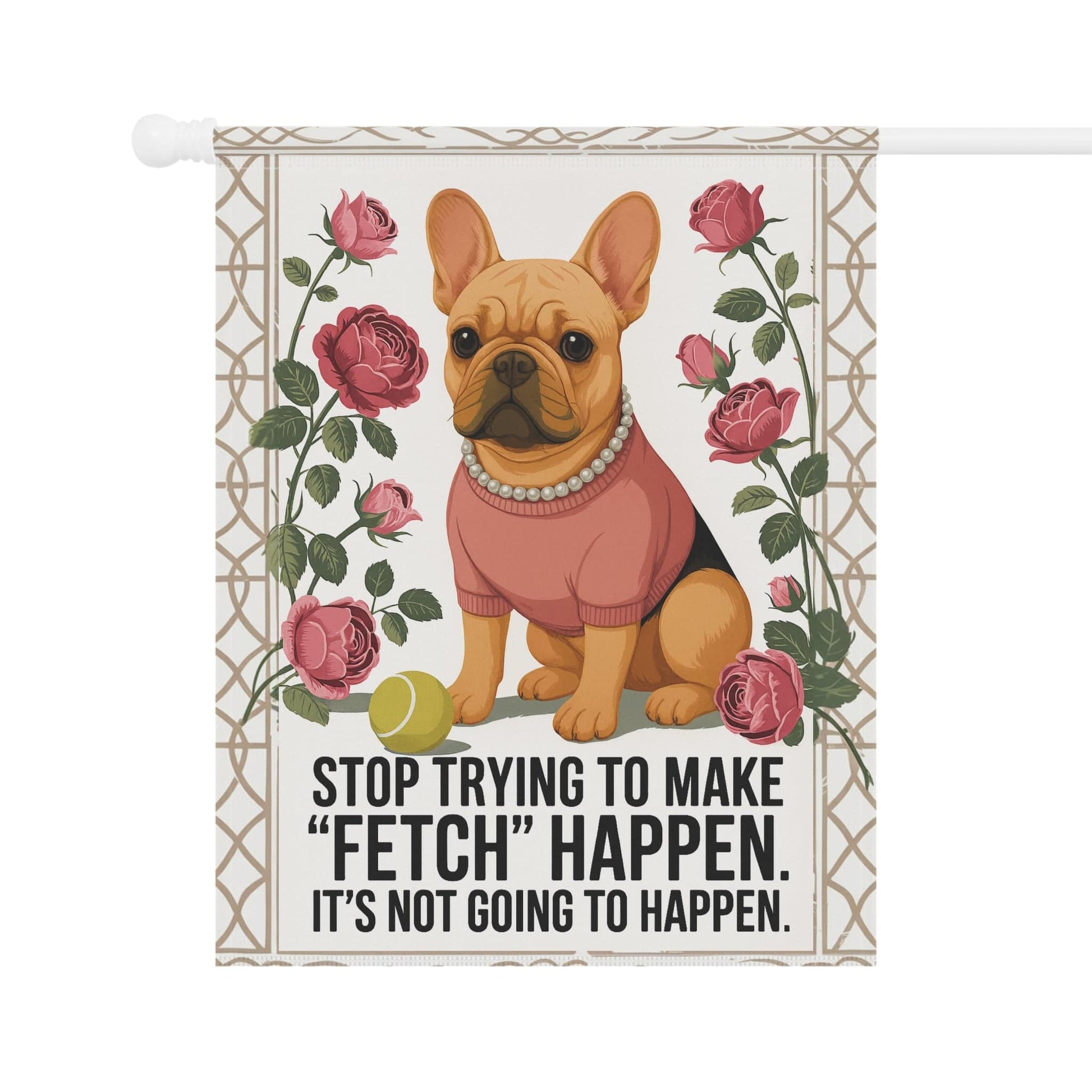 Fawn French Bulldog Fetch Garden Flag