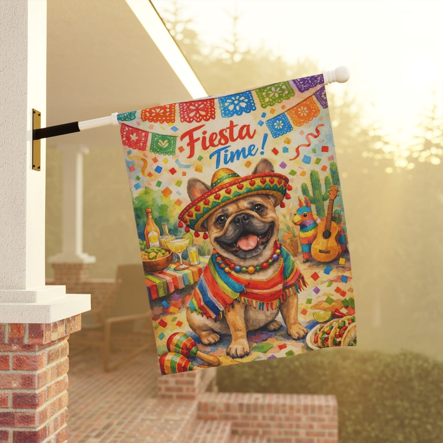 Fawn French Bulldog Fiesta Party Garden Yard Banner