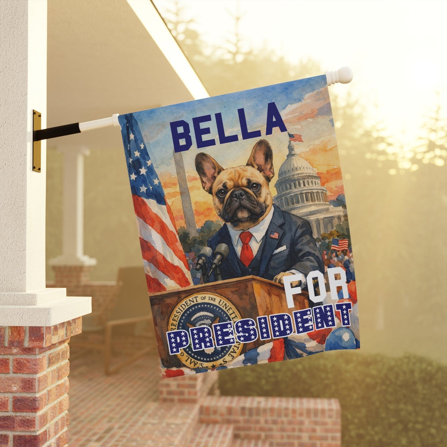 Fawn French Bulldog For President Garden Flag