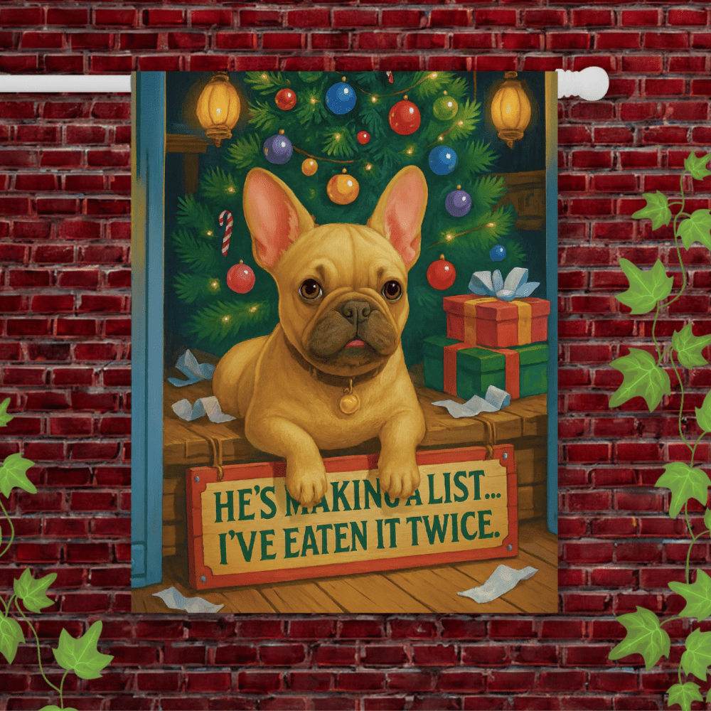 Fawn French Bulldog Funny Christmas Flag 24.5'' × 32''