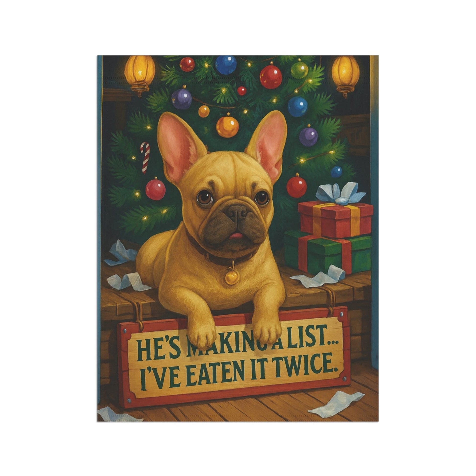 Fawn French Bulldog Funny Christmas Flag