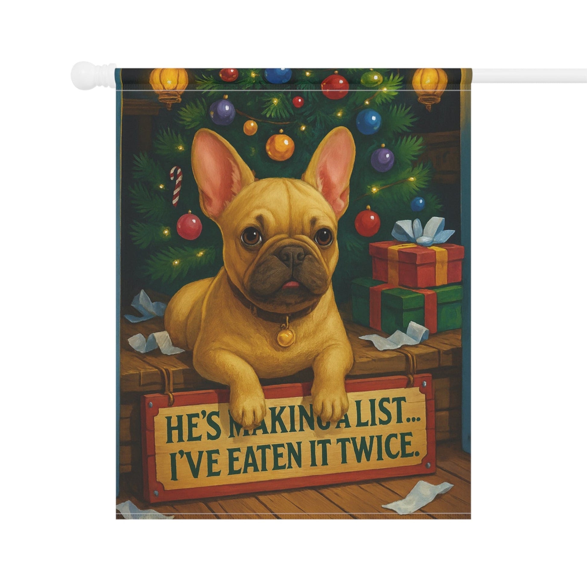 Fawn French Bulldog Funny Christmas Flag