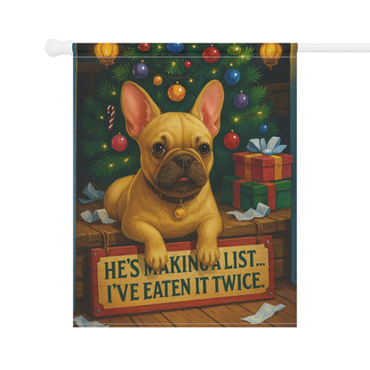 Fawn French Bulldog Funny Christmas Flag