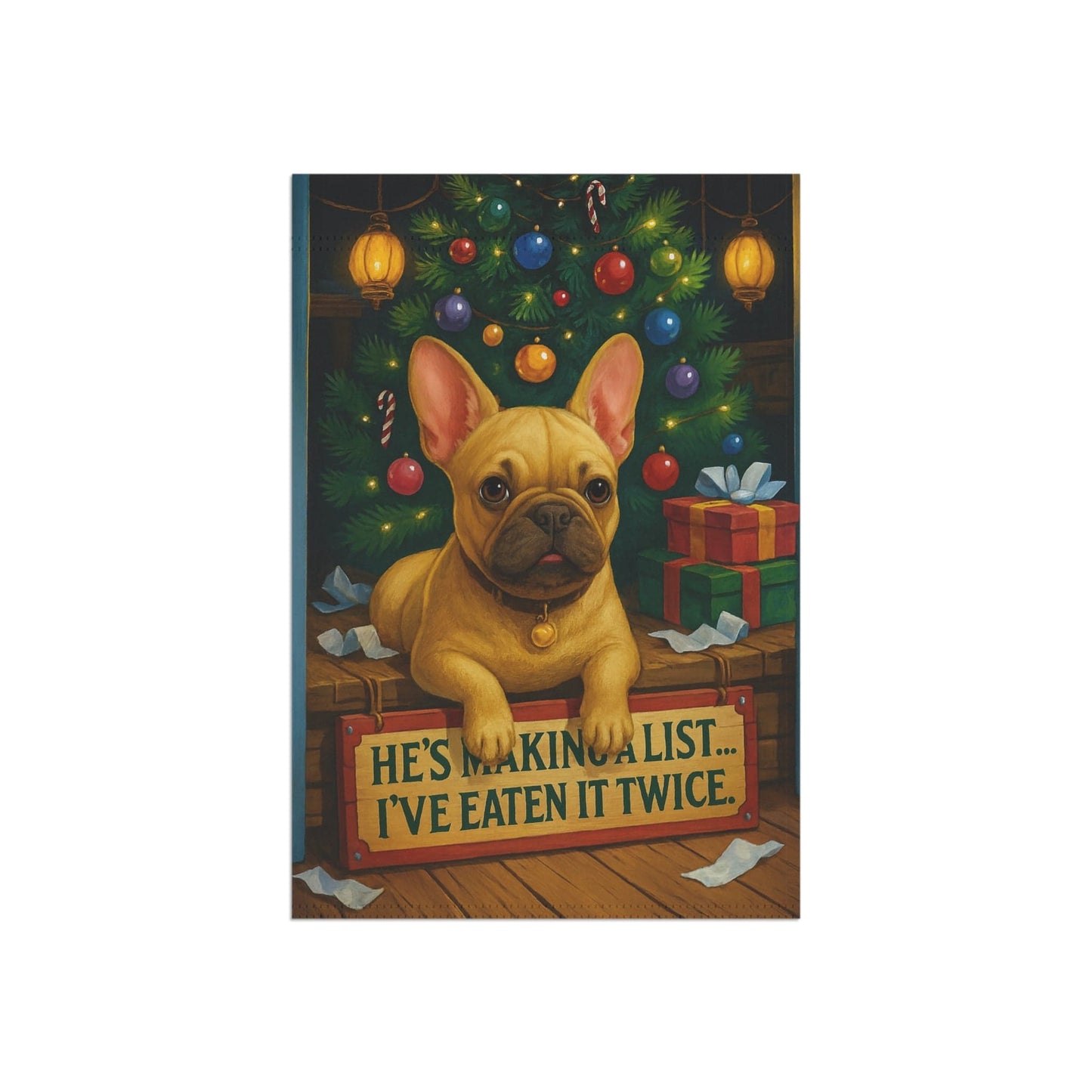 Fawn French Bulldog Funny Christmas Flag