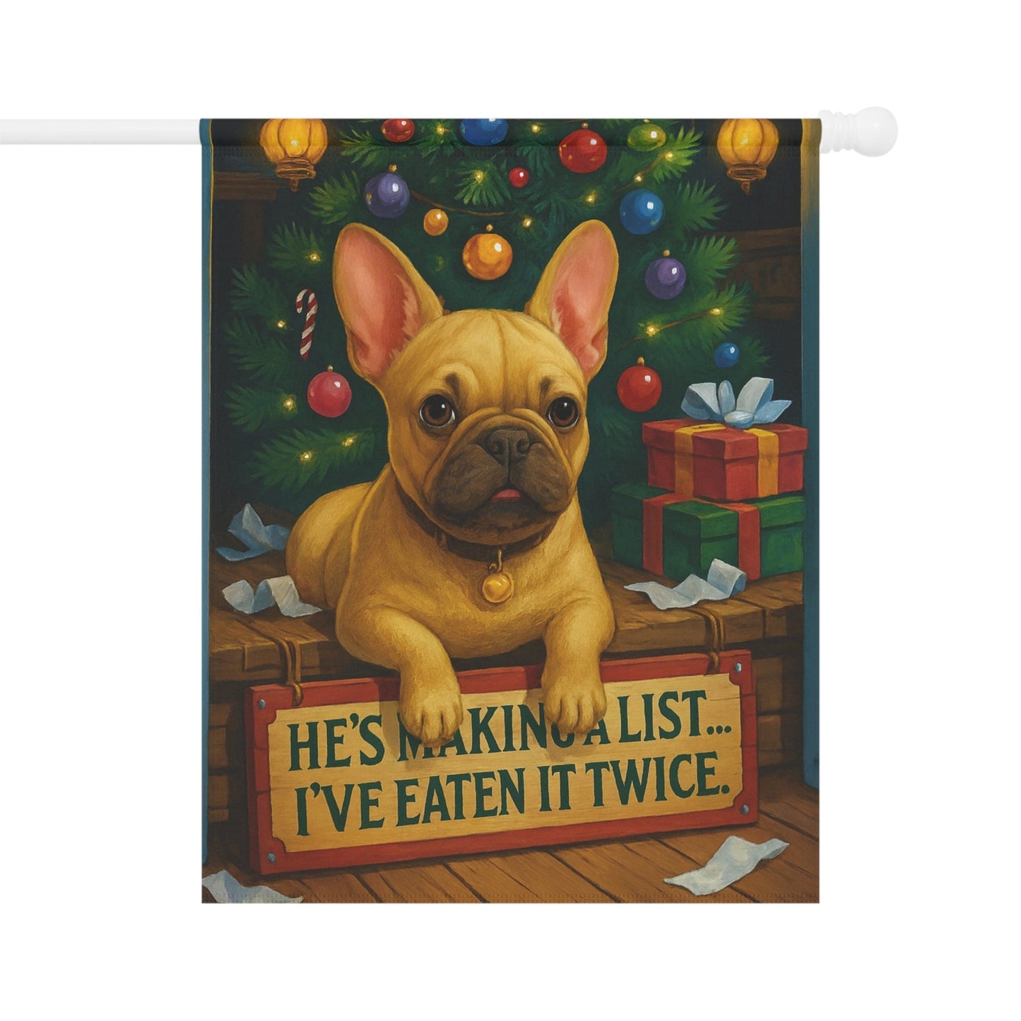 Fawn French Bulldog Funny Christmas Flag