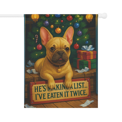 Fawn French Bulldog Funny Christmas Flag