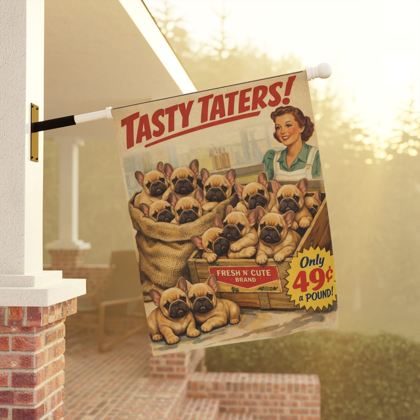 Personalized French Bulldog Funny Potato Garden Flag