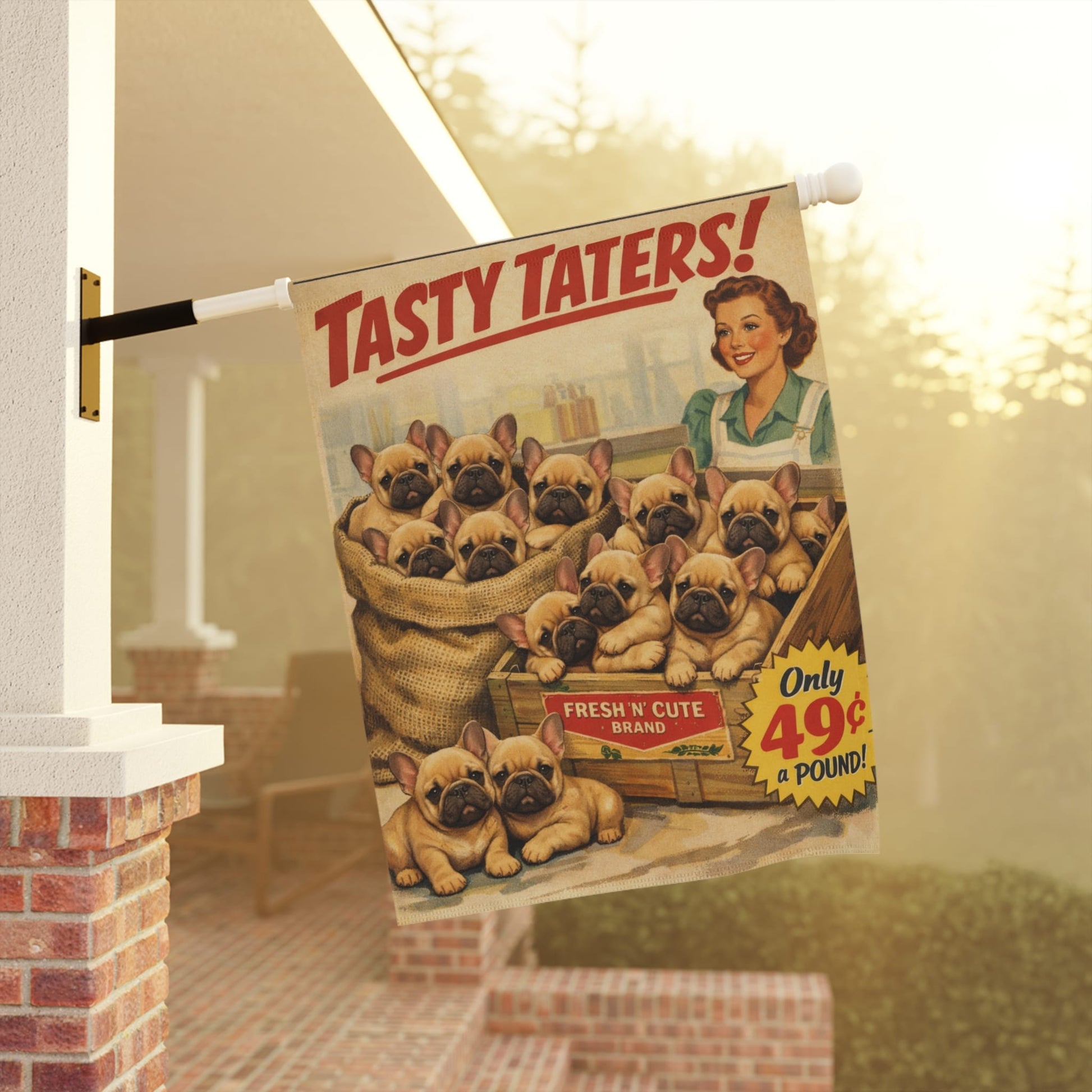 Personalized French Bulldog Funny Potato Garden Flag