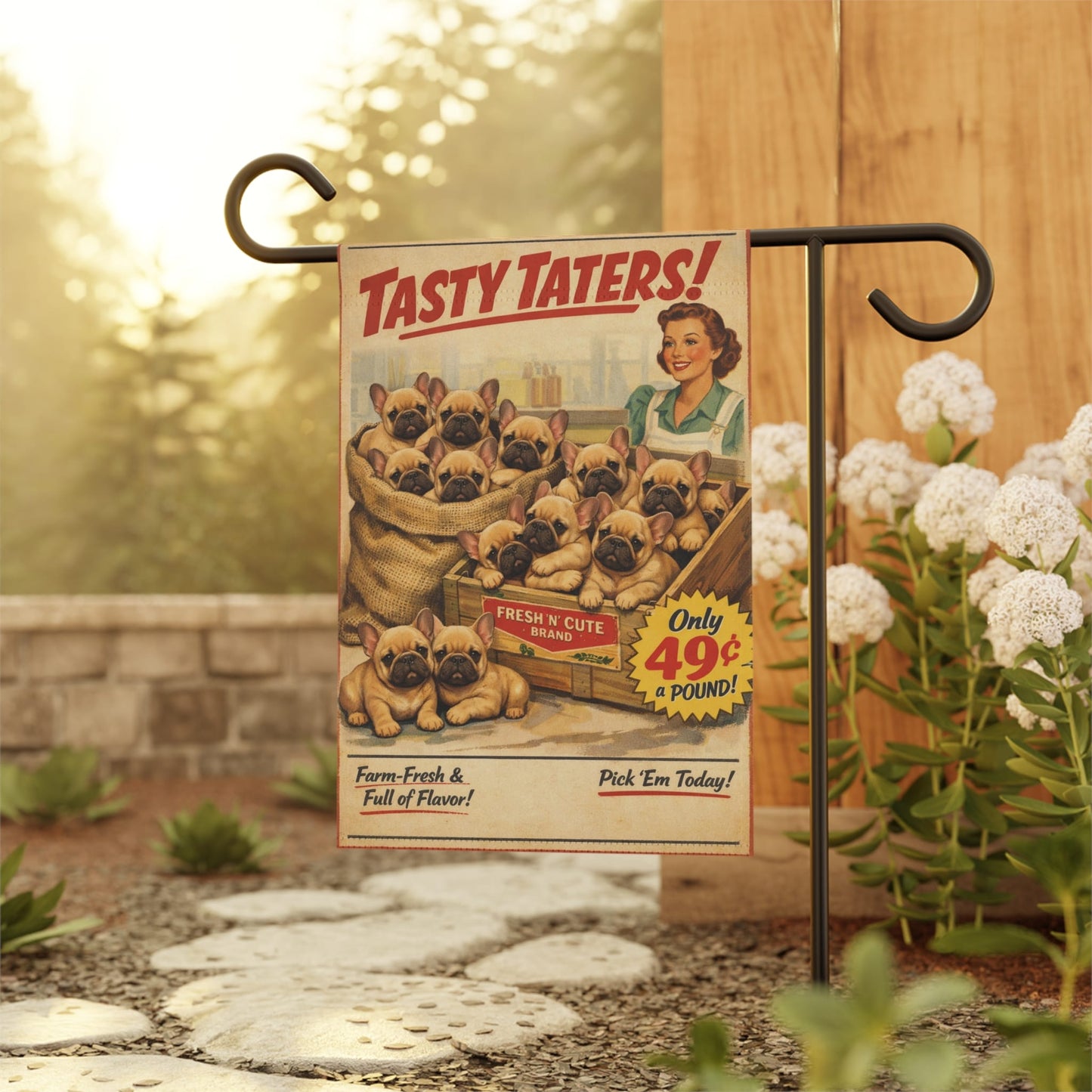 Personalized French Bulldog Funny Potato Garden Flag