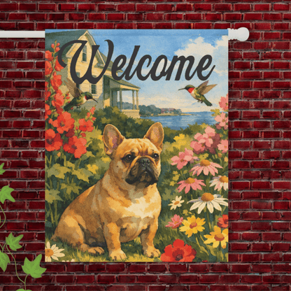 Personalized Frenchie Garden Hummingbirds Yard Flag 24.5'' × 32''