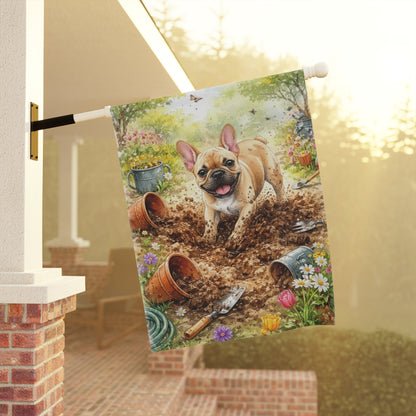 Personalized Frenchie Gardening Helper Garden Flag