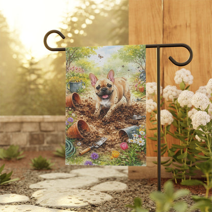Personalized Frenchie Gardening Helper Garden Flag