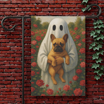 Fawn French Bulldog Ghostie Halloween Garden Flag 12'' × 18''